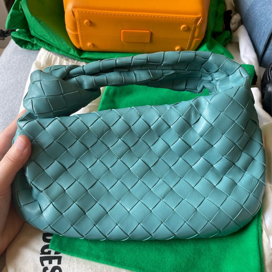 Bottega Veneta Mini Jodie 油畫藍 linoleum Intrecciato leather hobo bv-0