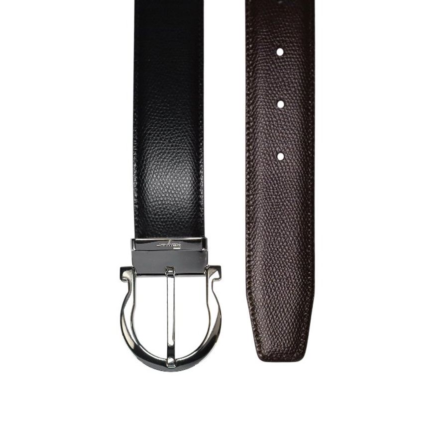 【促銷品】 Ferragamo 675140 男款雙面可調式 Gancini 壓紋小牛皮腰帶 3.5公分寬 黑色/啡色 95/100/105/110/115 公分《2024季度★全新商品 》-14
