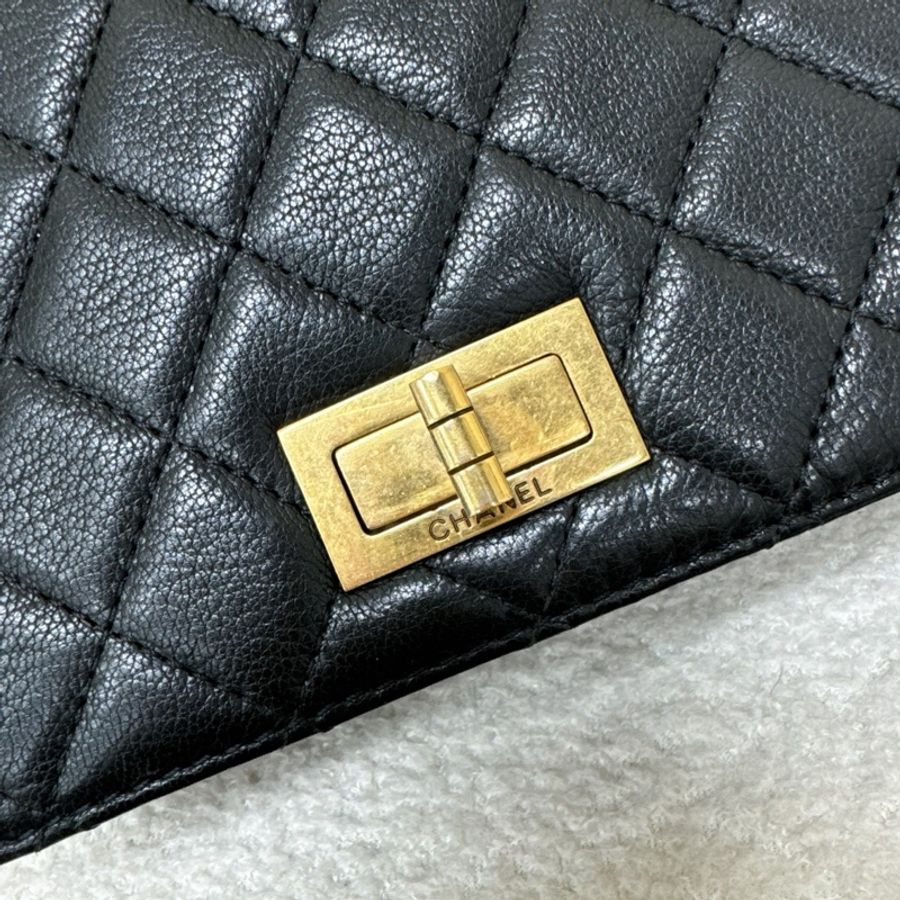 Chanel 香奈兒 2.55handle黑金牛復古金粗鏈條包-6