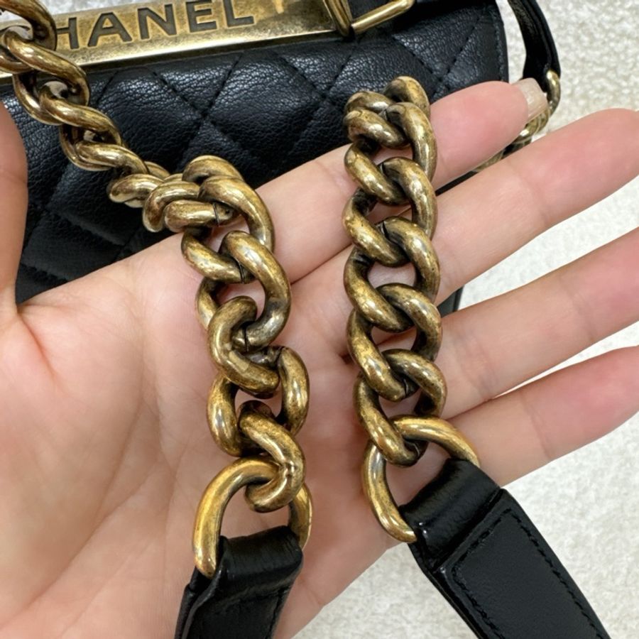 Chanel 香奈兒 2.55handle黑金牛復古金粗鏈條包-8