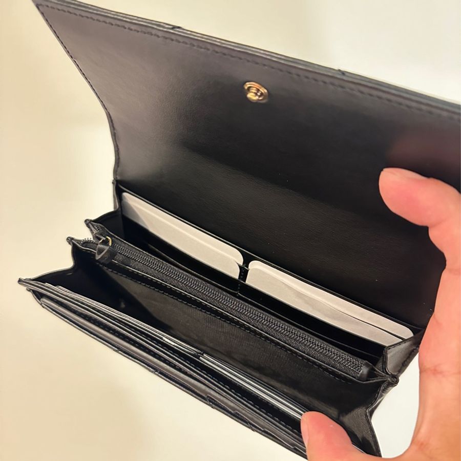 GUCCI 黑皮革MARMONT金雙G長夾-5
