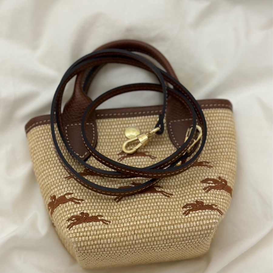 Longchamp Le Panier Pliage 手提包 XS 編織刺繡包-5