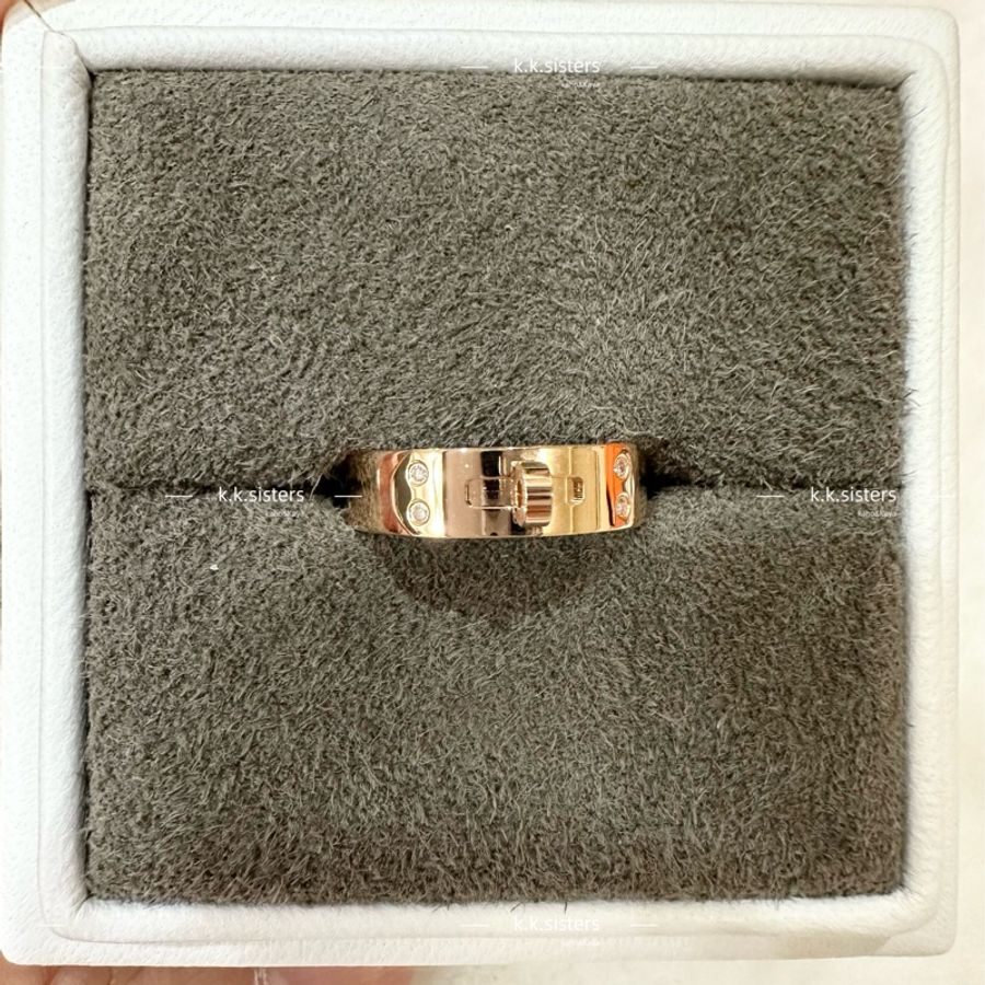 Hermes 玫瑰金鑲鑽戒指 53號 18K-2