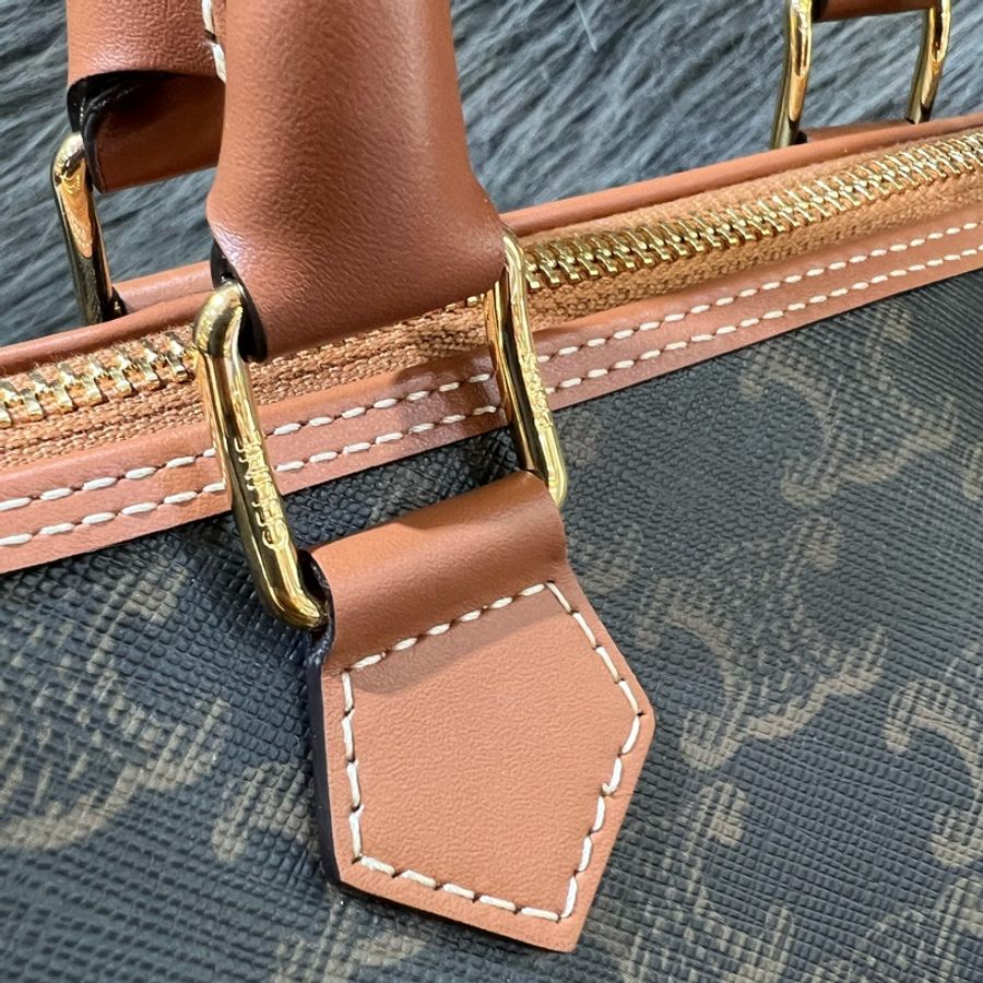 Celine 113772 焦糖色 牛皮 老花 凱旋門 Speedy Boston 波士頓 手提包 斜背包 肩背包-14
