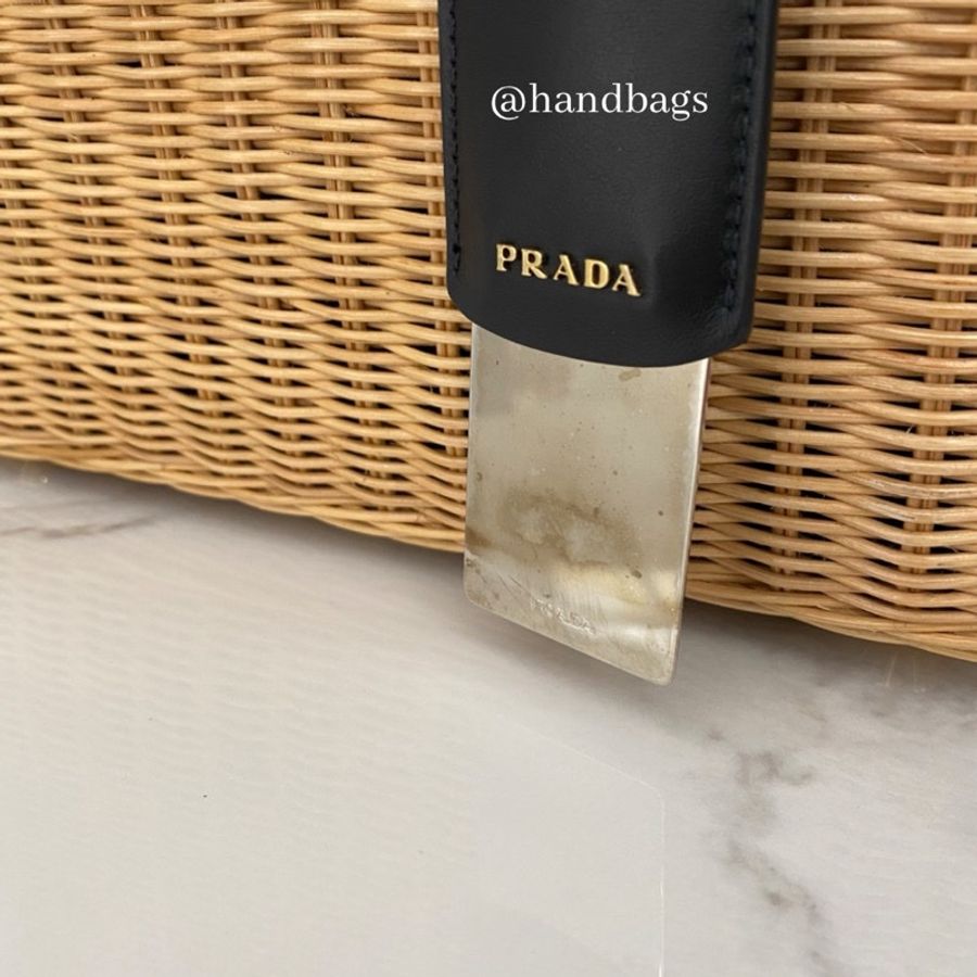PRADA 竹籃包 藤編包 竹編包 方包 草編包 1BG835-6