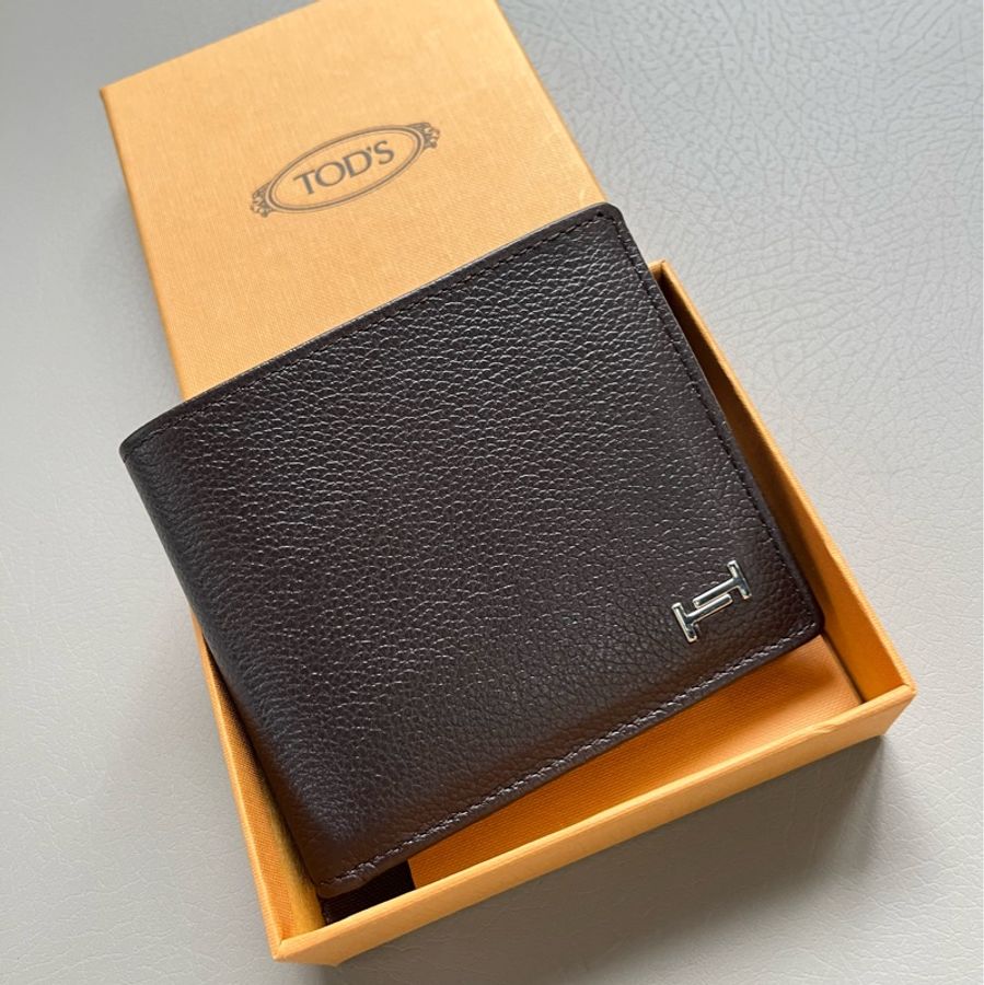 Tod’s 咖啡色牛皮零錢袋短夾-0