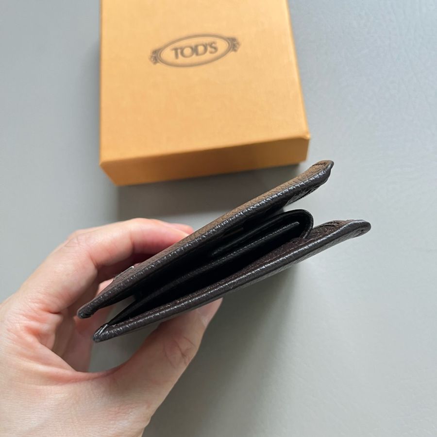 Tod’s 咖啡色牛皮零錢袋短夾-9