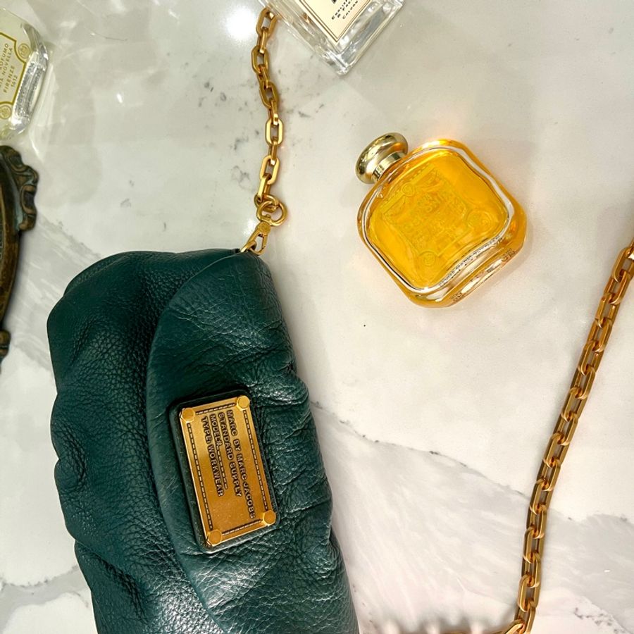 Marc Jacobs 復古銅牌鋼印綠肩背 / 斜跨包-4