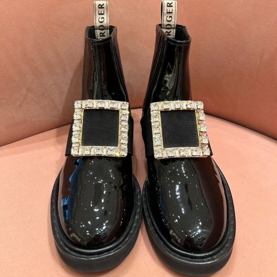 Roger Vivier Rangers 切爾西水晶方釦短靴/踝靴 黑色 IT 35/35.5/36/36.5/37/37.5/38《2024季度★全新商品 》-2