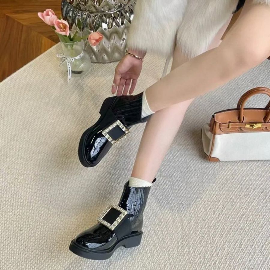 Roger Vivier Rangers 切爾西水晶方釦短靴/踝靴 黑色 IT 35/35.5/36/36.5/37/37.5/38《2024季度★全新商品 》-6