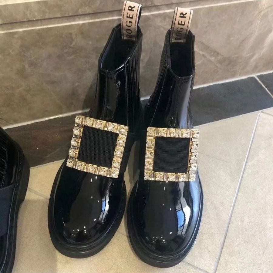 Roger Vivier Rangers 切爾西水晶方釦短靴/踝靴 黑色 IT 35/35.5/36/36.5/37/37.5/38《2024季度★全新商品 》-7