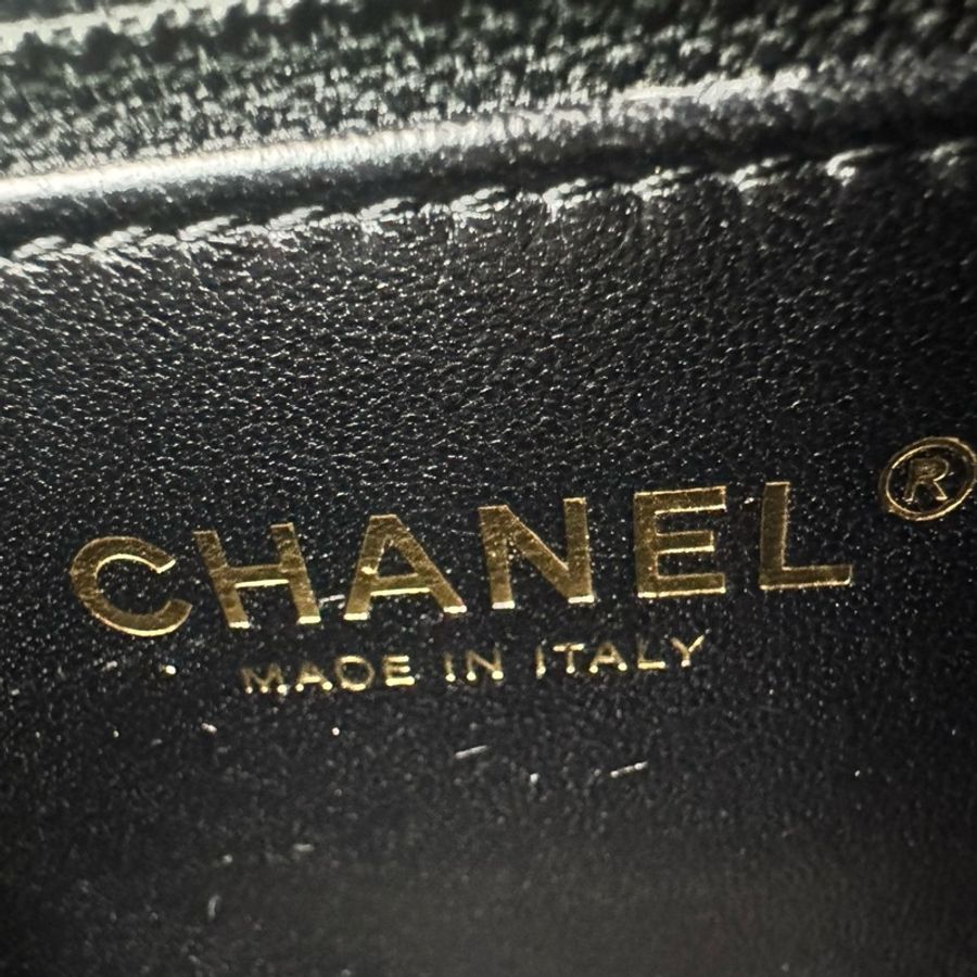 香奈兒 Chanel 24C新款油蠟手柄方胖子 防刮羊皮黑金-7