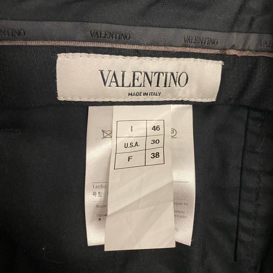 Valentino burgundy and black checks wool pants 46 長褲-2