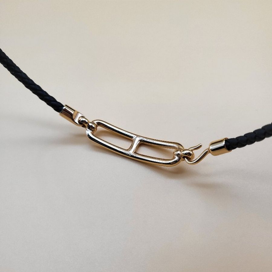 全新Hermes Roulis Double Tour手環 手帶豬鼻 可當choker 黑色玫瑰金 可當手鏈，也可以當頸鏈-3
