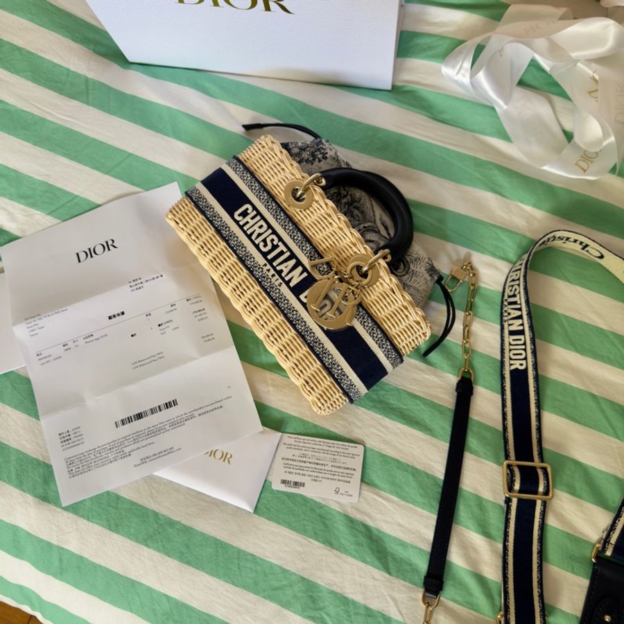 Dior Lady D-Joy Wicker藤編籃子包 Dioriviera 中號 6/9 101 Dior專櫃購入 附購證正本-8