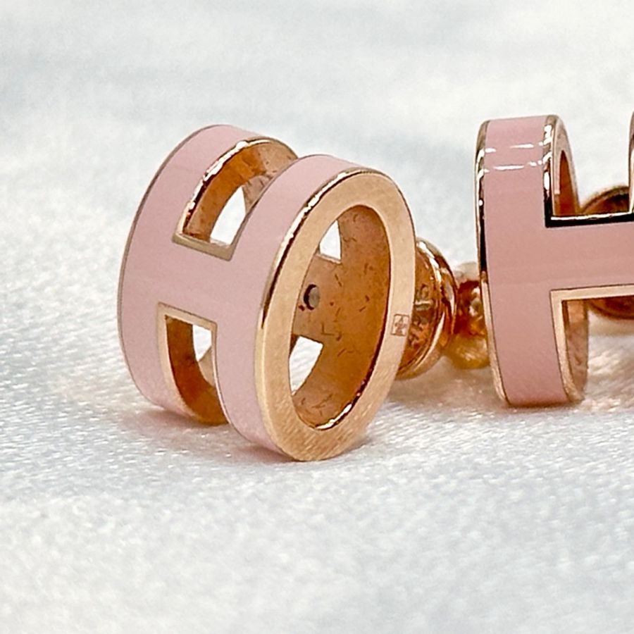 Hermes Pop H Earrings 愛馬仕櫻花粉玫瑰金耳環耳釘-16