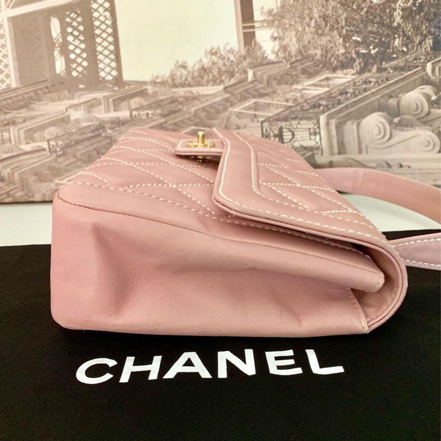 稀有櫻花粉Chanel 30cm 全皮包 / 手提包-8