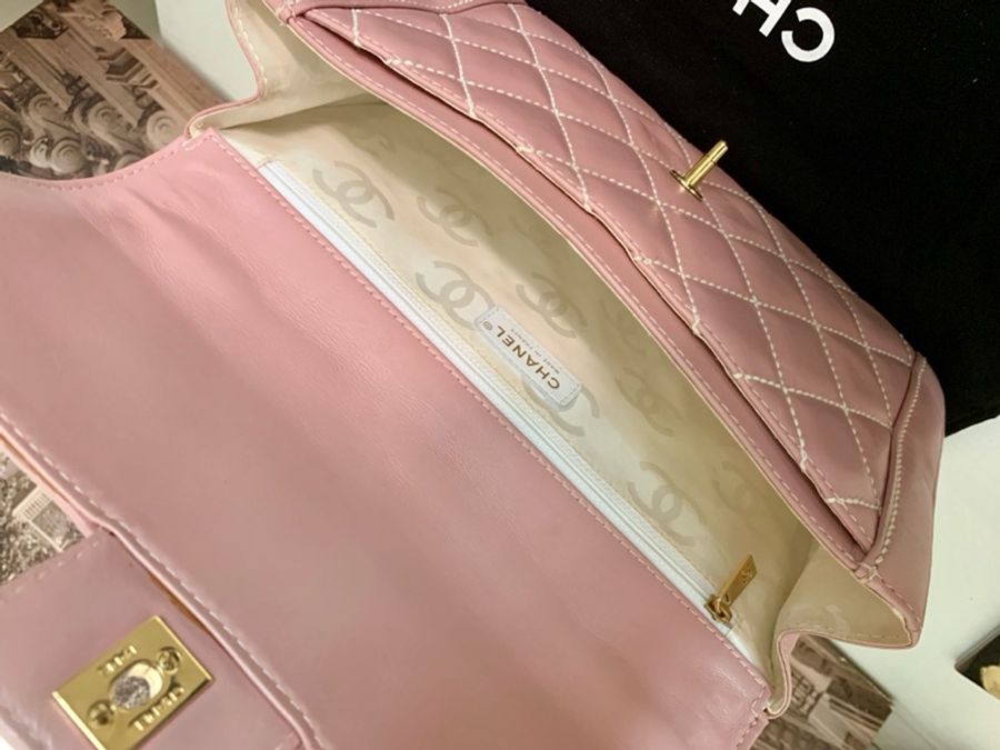 稀有櫻花粉Chanel 30cm 全皮包 / 手提包-10