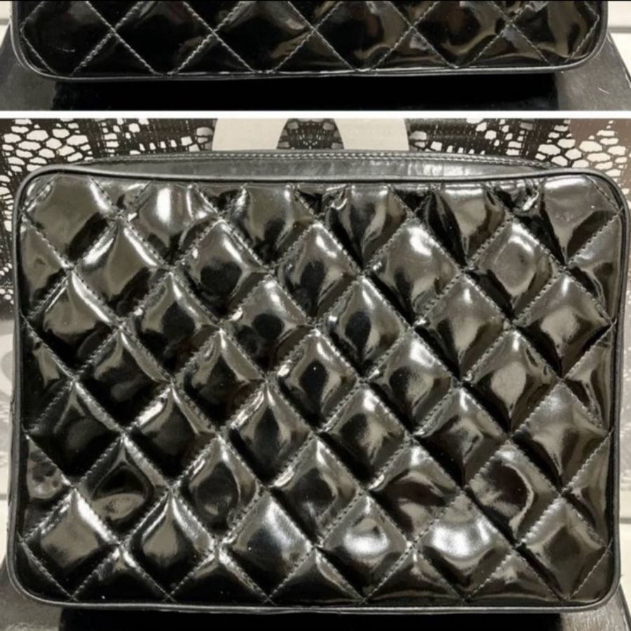 Chanel Vintage漆皮方塊相機肩背包/斜背包-7