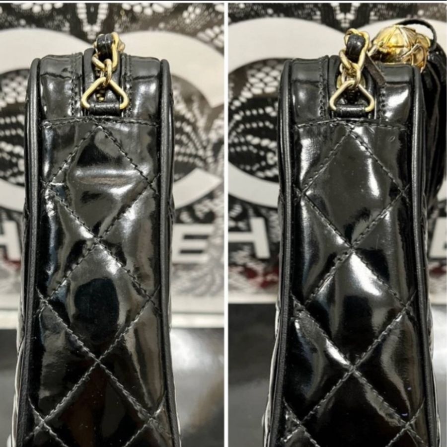 Chanel Vintage漆皮方塊相機肩背包/斜背包-8
