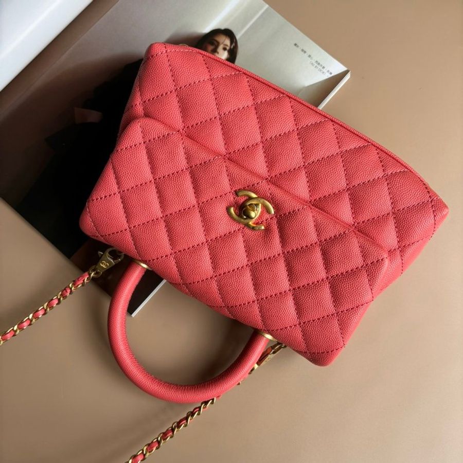 ::CHANEL:: 珊瑚粉金釦 COCO HANDLE 24-0