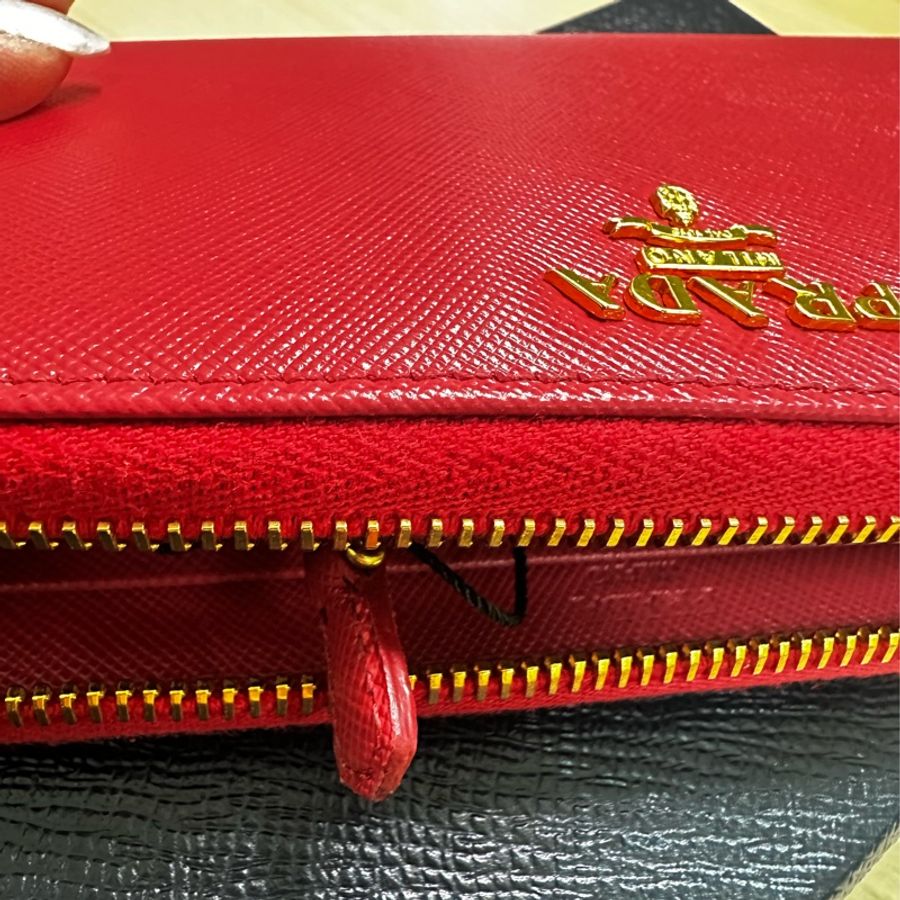Prada Saffiano 1M1183 防刮牛皮 L型拉鍊長夾 -玫瑰桃粉色系-18