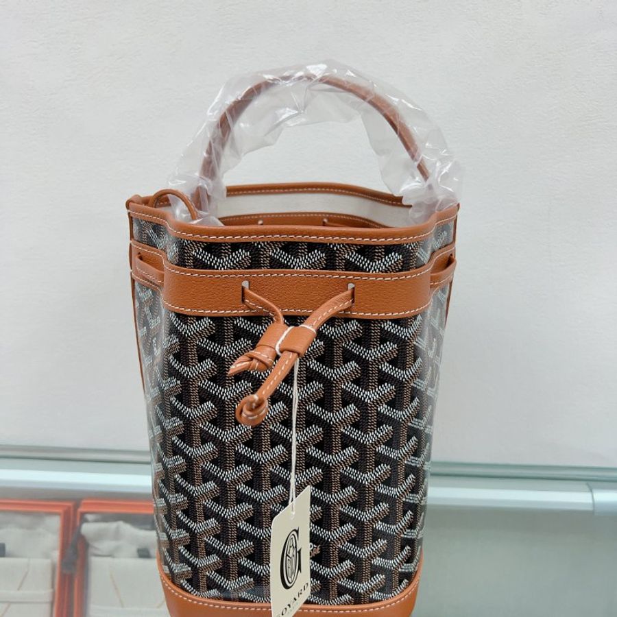 全新 Goyard petit flot bucket bag 棕色水桶包-3