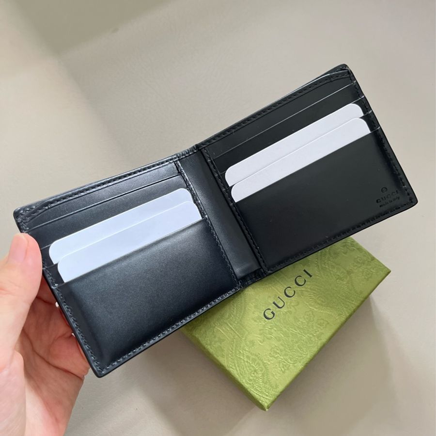 Gucci 黑色雙G壓紋短夾-9