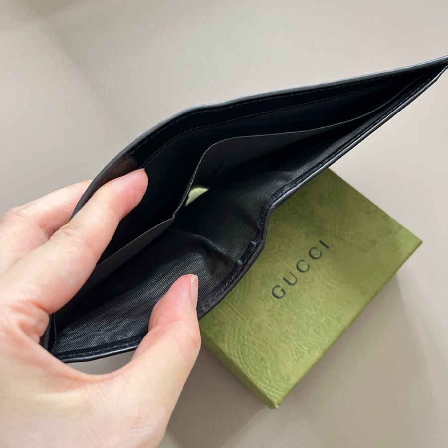 Gucci 黑色雙G壓紋短夾-13