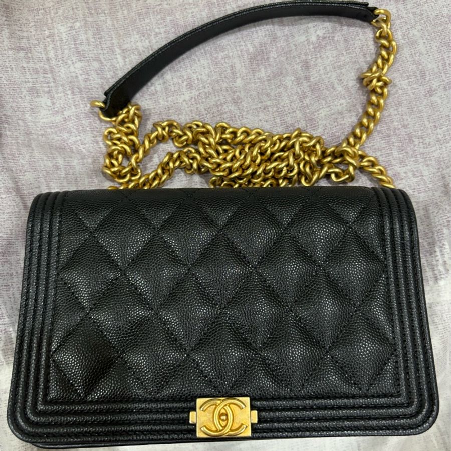 Chanel boy woc黑荔枝皮-1