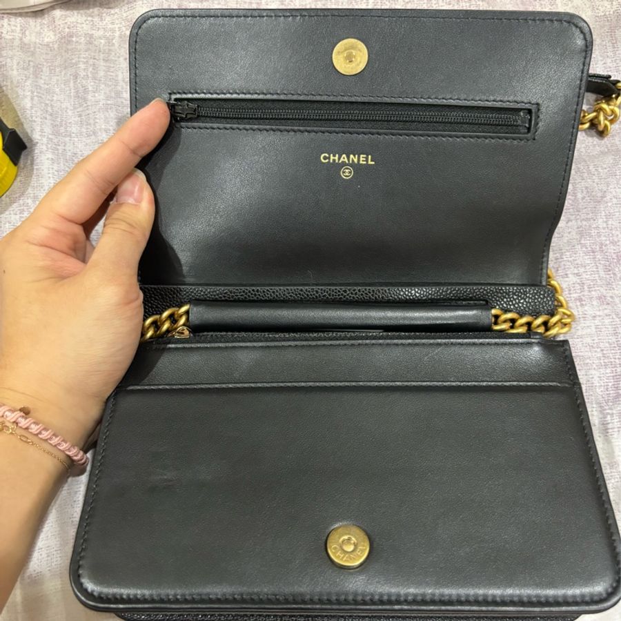 Chanel boy woc黑荔枝皮-9