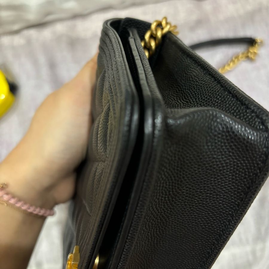 Chanel boy woc黑荔枝皮-14