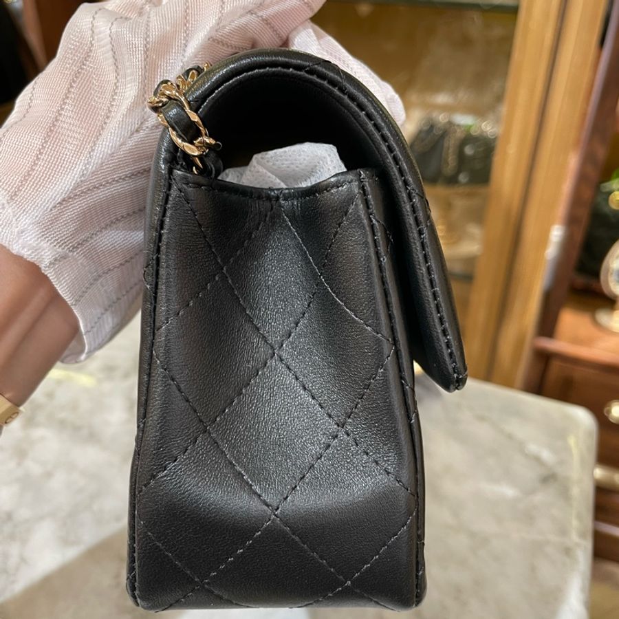 CHANEL 經典手柄黑金miniCF 晶片款-4