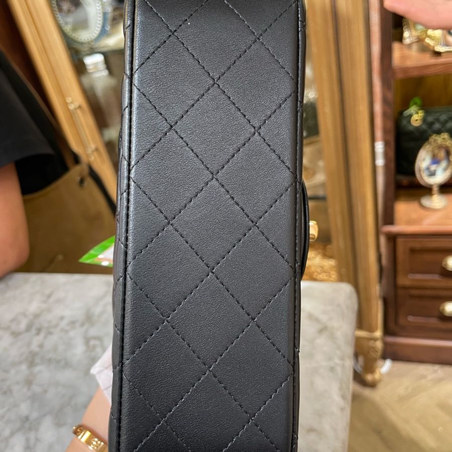CHANEL 經典手柄黑金miniCF 晶片款-6