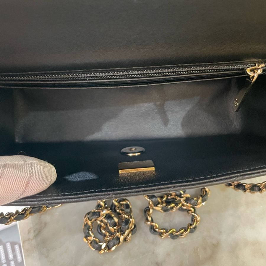 CHANEL 經典手柄黑金miniCF 晶片款-7