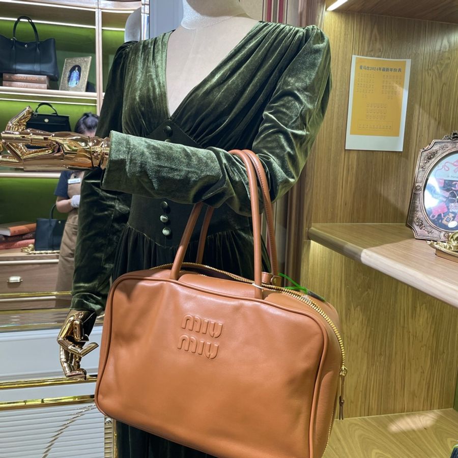 (已售出,可預訂)❌MIU MIU 焦糖色 Beau手提包/保齡球包 34*10*23-1