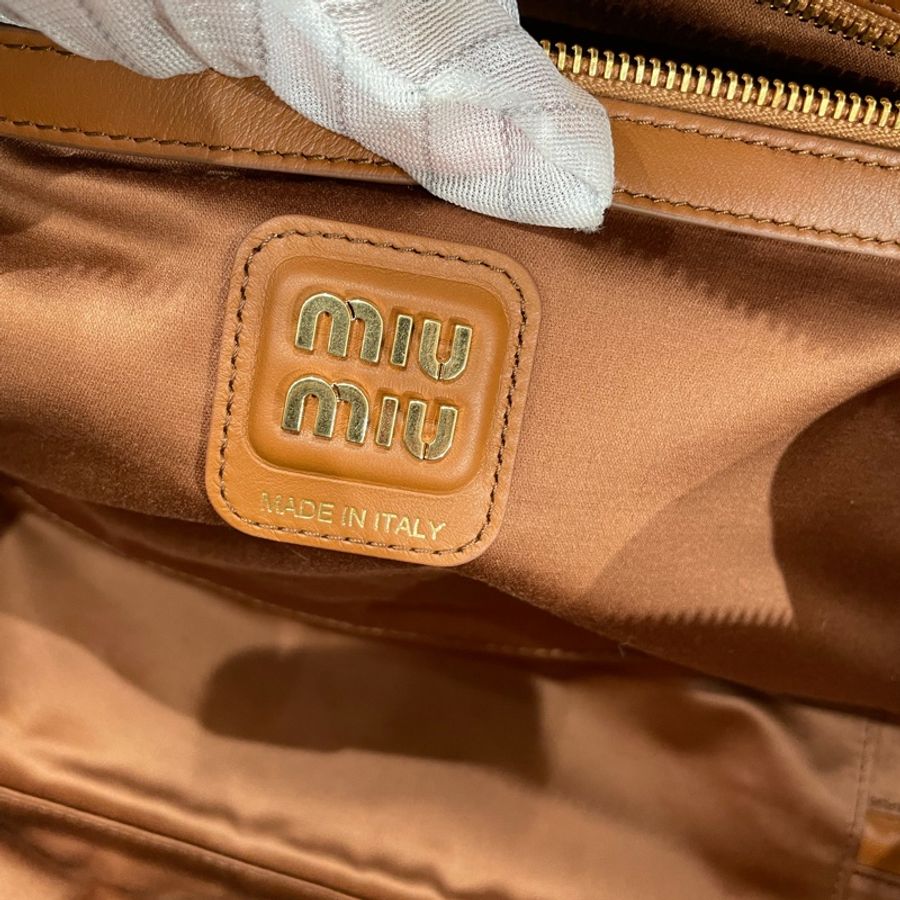(已售出,可預訂)❌MIU MIU 焦糖色 Beau手提包/保齡球包 34*10*23-5