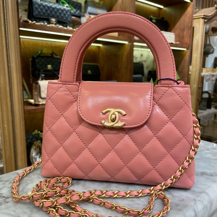 CHANEL 23k mini Kelly bag 粉色 19*7*13 可放手機-0
