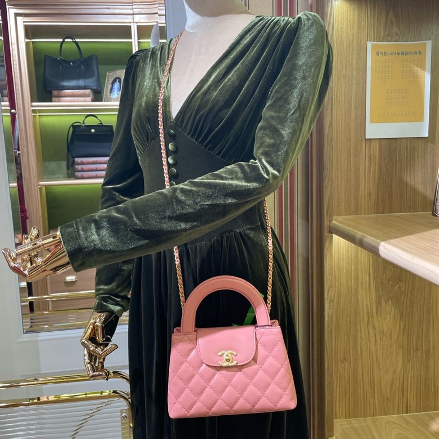 CHANEL 23k mini Kelly bag 粉色 19*7*13 可放手機-3