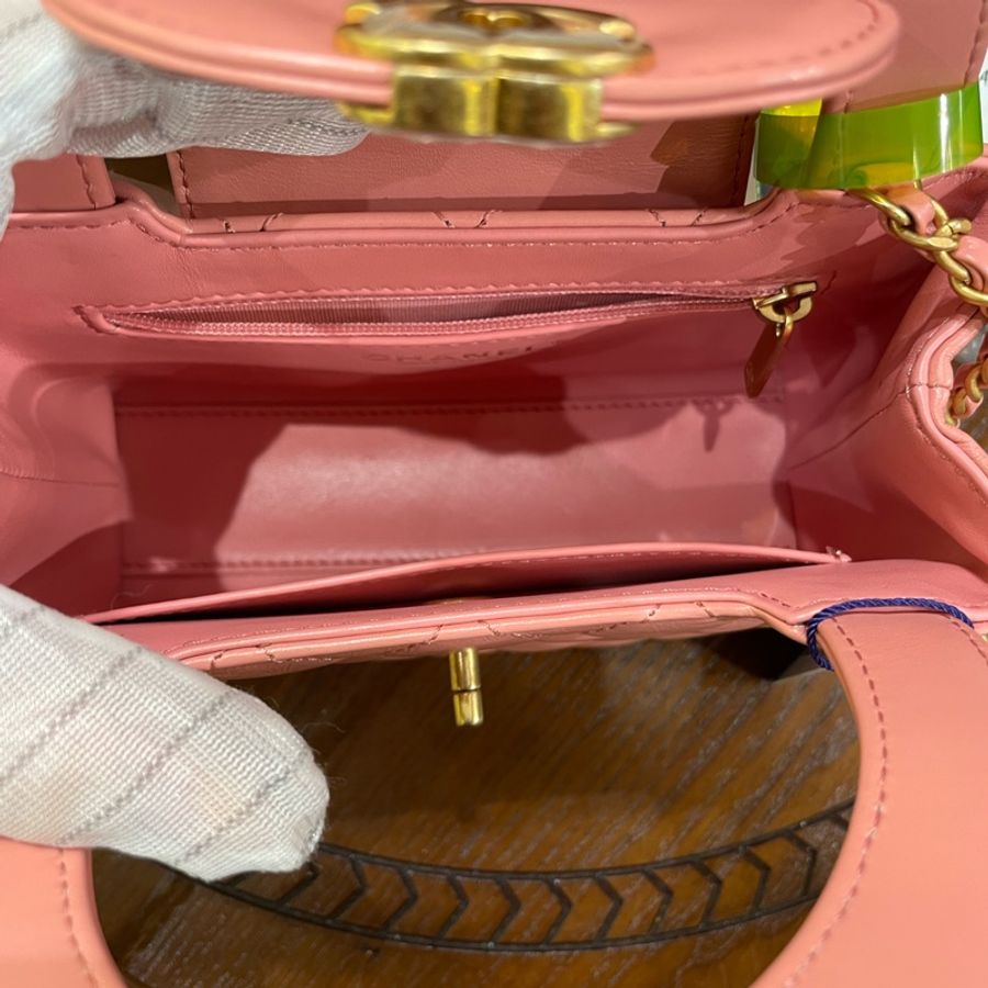 CHANEL 23k mini Kelly bag 粉色 19*7*13 可放手機-4