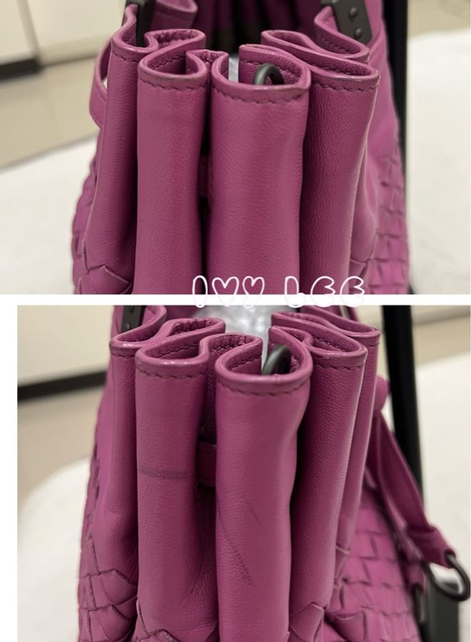 BOTTEGA VENETA 經典編織皮革手提包 斜背包 二用水桶包  蘭花紫  二手精品-14