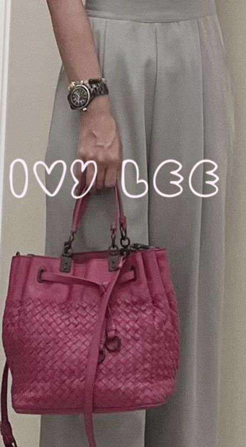 BOTTEGA VENETA 經典編織皮革手提包 斜背包 二用水桶包  蘭花紫  二手精品-31