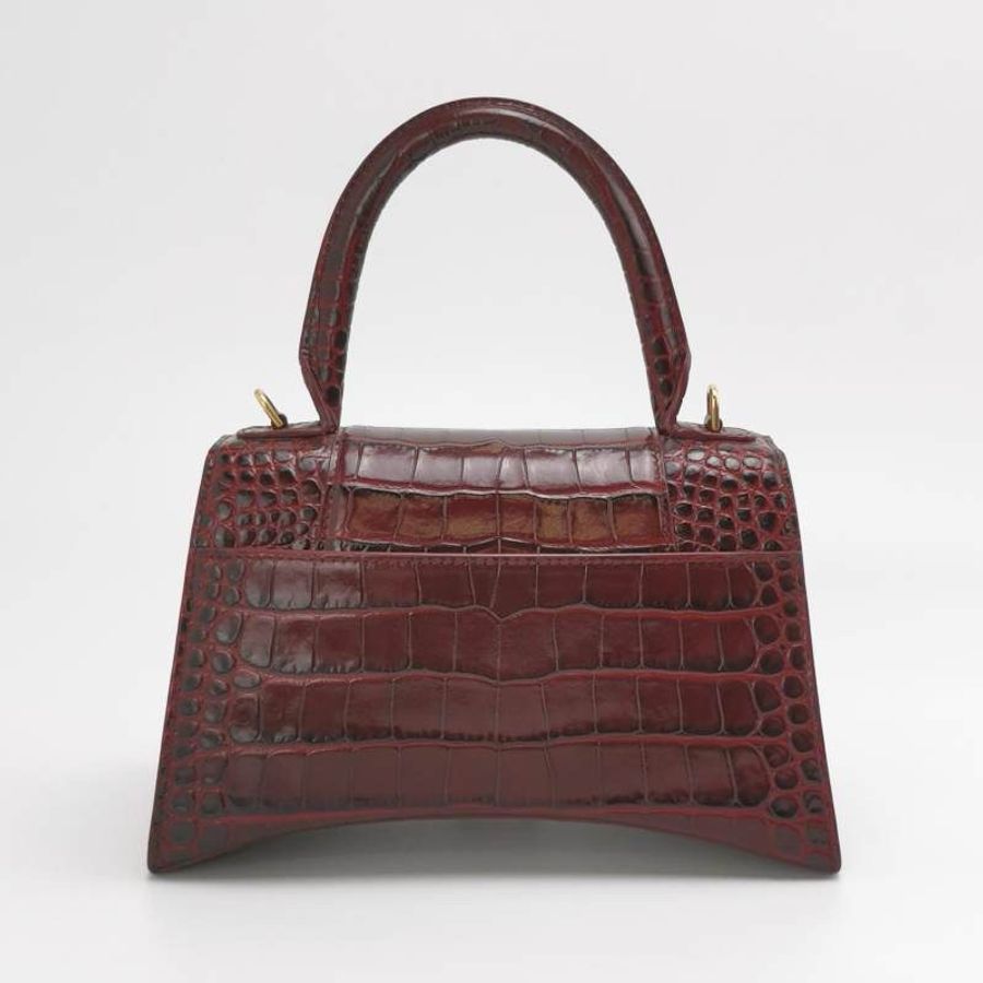 Balenciaga Hourglass沙漏包小號牛皮鰐魚紋金屬B扣飾手提斜挎包-3