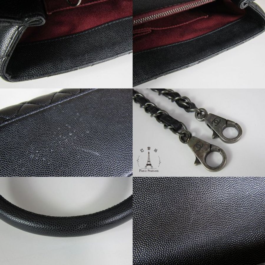 【巴黎站二手名牌專賣店】＊現貨＊CHANEL香奈兒真品＊黑色荔枝銀鍊COCO HANDLE GM手提斜背包-5