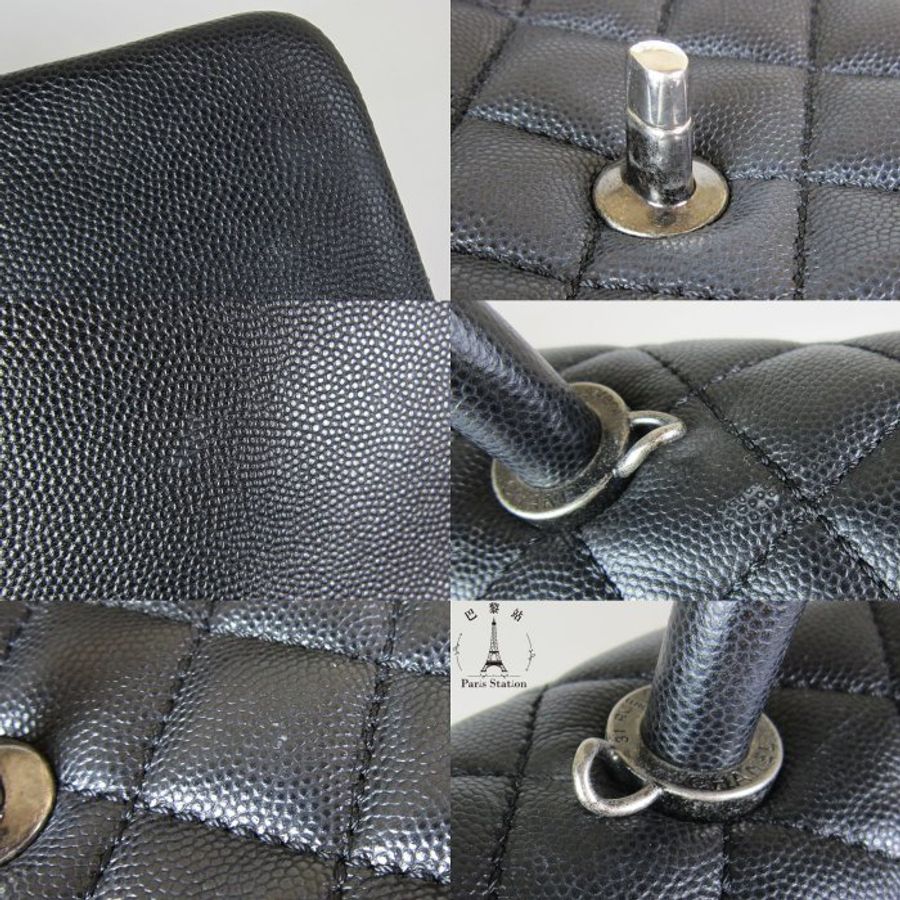 【巴黎站二手名牌專賣店】＊現貨＊CHANEL香奈兒真品＊黑色荔枝銀鍊COCO HANDLE GM手提斜背包-6