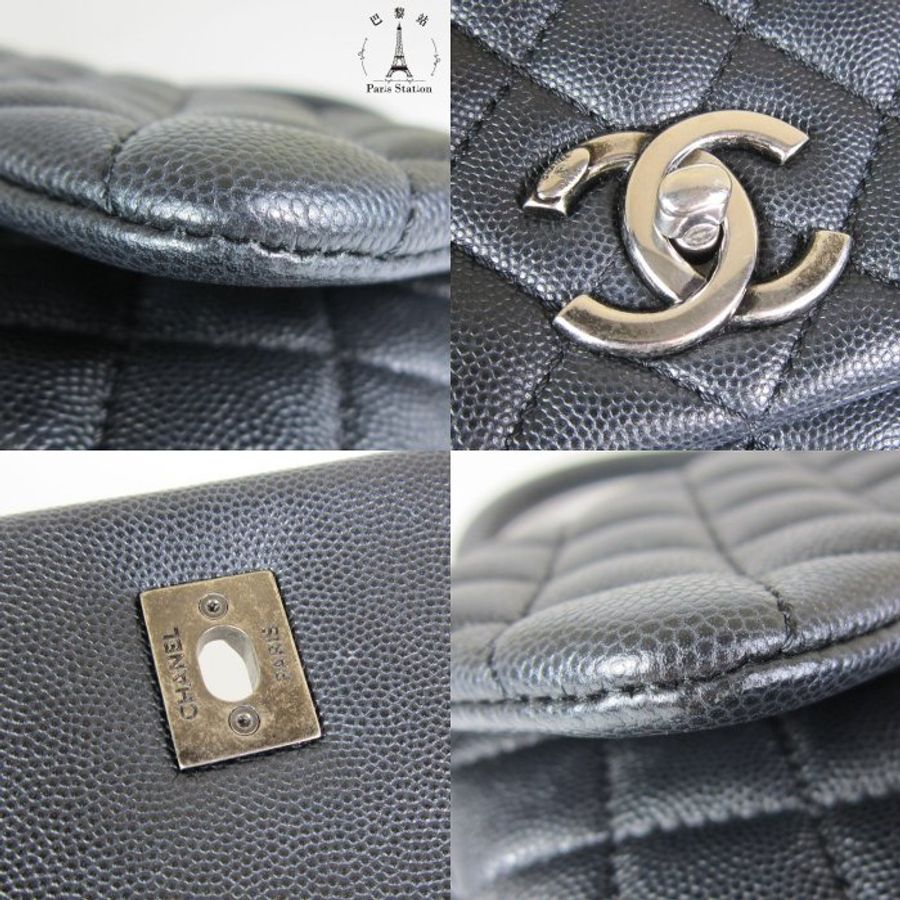 【巴黎站二手名牌專賣店】＊現貨＊CHANEL香奈兒真品＊黑色荔枝銀鍊COCO HANDLE GM手提斜背包-7