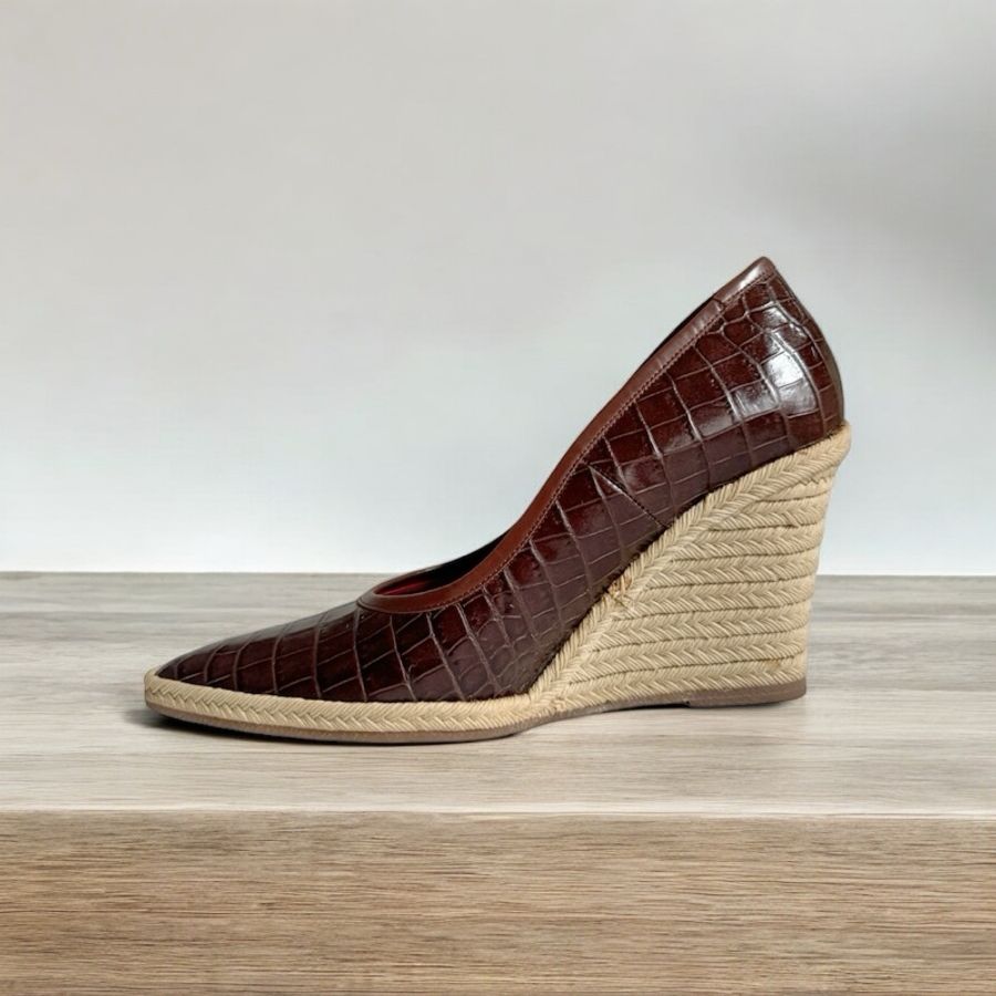 🍒CLINE 鱷魚皮紋楔型高跟size:38.5/ 2F240808-1-1