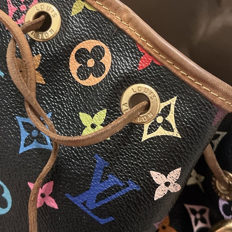 LV Petit Noe 村上隆聯名 黑白三彩水桶包-14