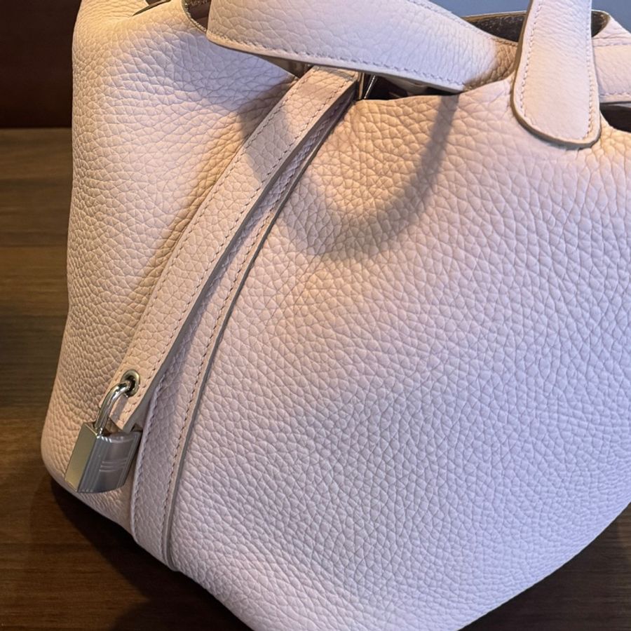 Hermes picotin 18 菜籃子09夢幻紫銀釦B刻-0