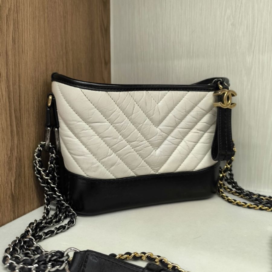 CHANEL香奈兒soblack流浪小號黑白熊貓色全皮包-1